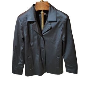 Giacca Gallery Black Button Up Rain Spring Lightweight Jacket Size Large